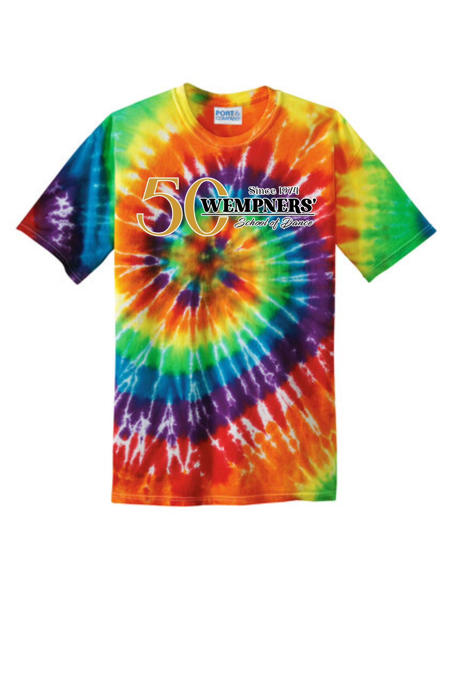 Wempers' Tie Dye 50th Logo